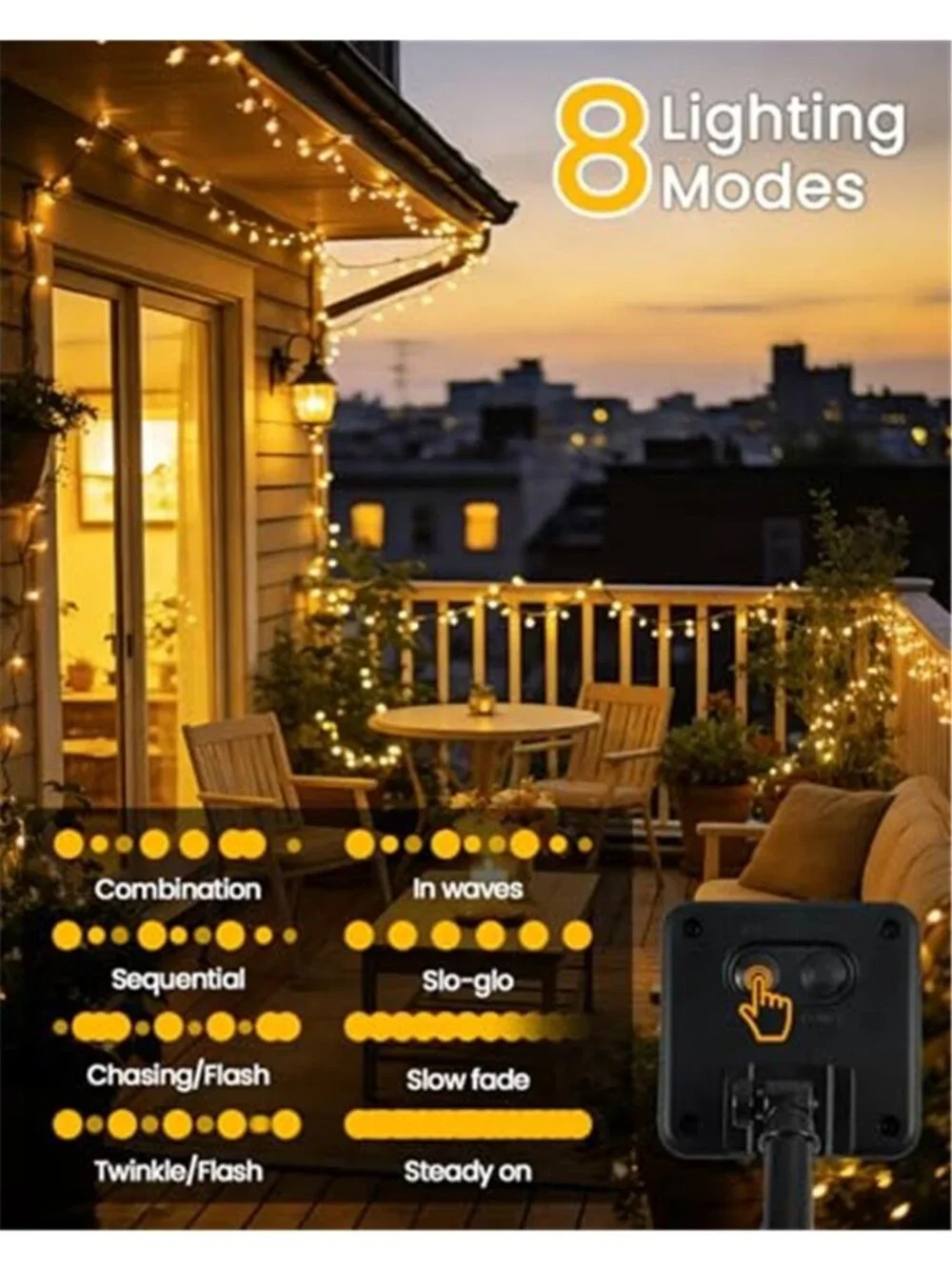 Solar String Lights Outdoor Waterproof LED Christmas Patio Garden Decor